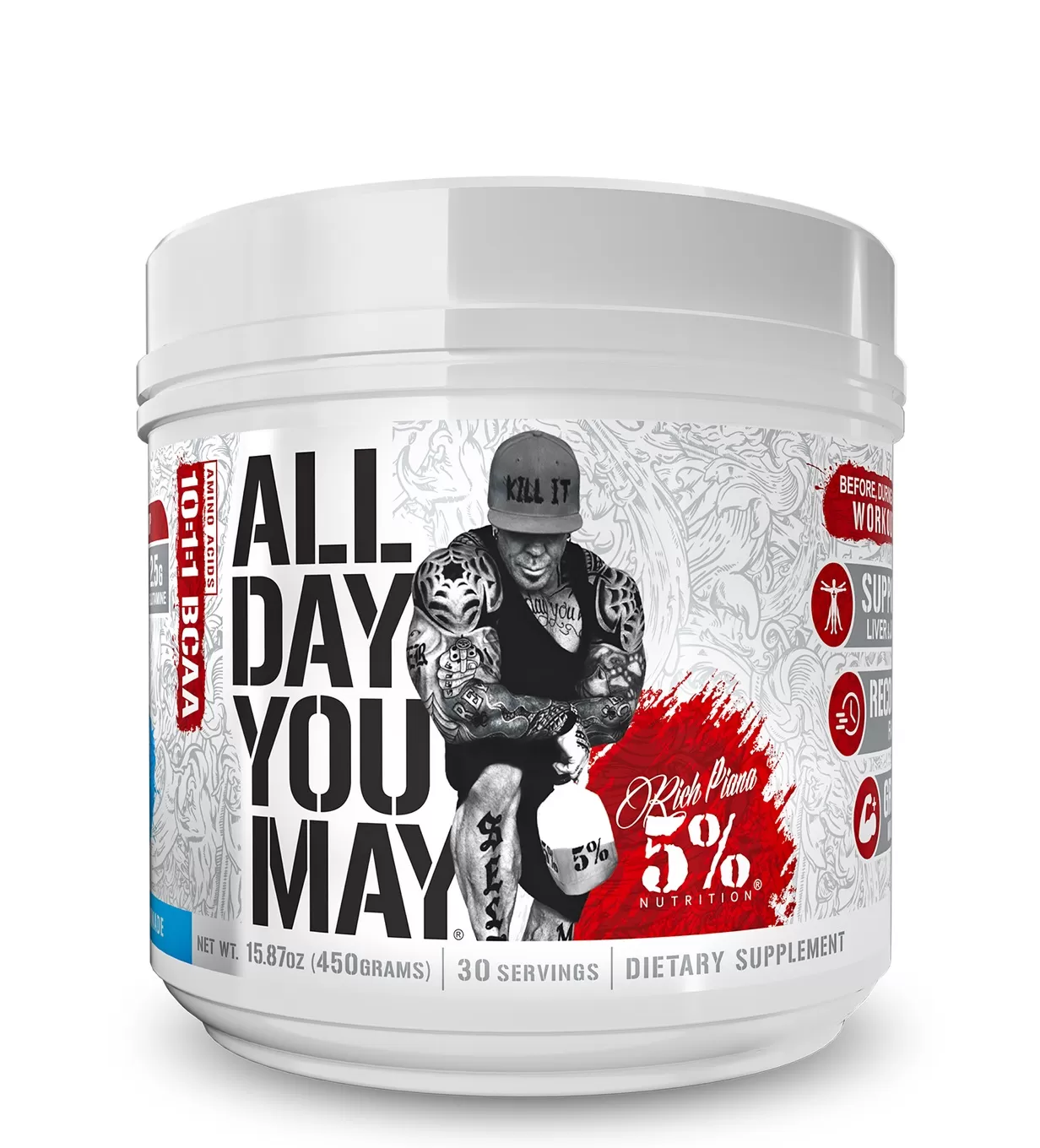 Rich Piana 5% ALL DAY YOU MAY 465 g. - Lemon Lime skonis