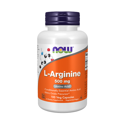 NOW L-Arginine 500mg, 100 veganiškų kapsulių