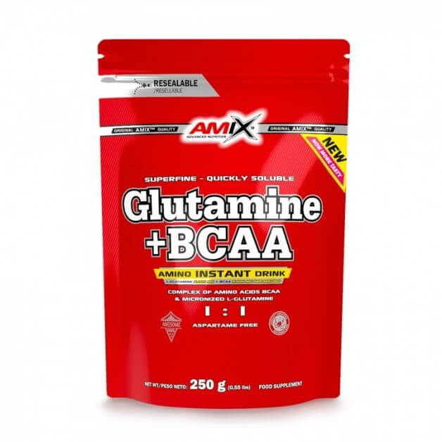 AMIX Glutamine + BCAA powder - 250g Citrina/laimai