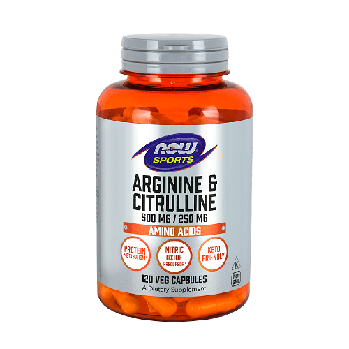 NOW Arginine 500mg & Citrulline 250mg 120 Veg. Kaps.