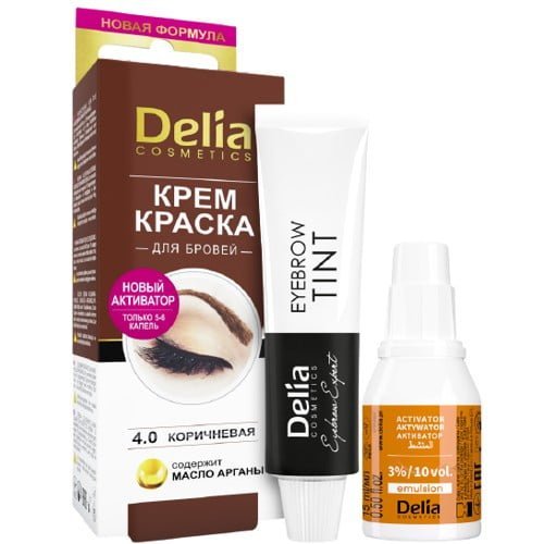 Antakių dažai su argano aliejumi DELIA COSMETICS Nr. 4.0, 2x15 ml