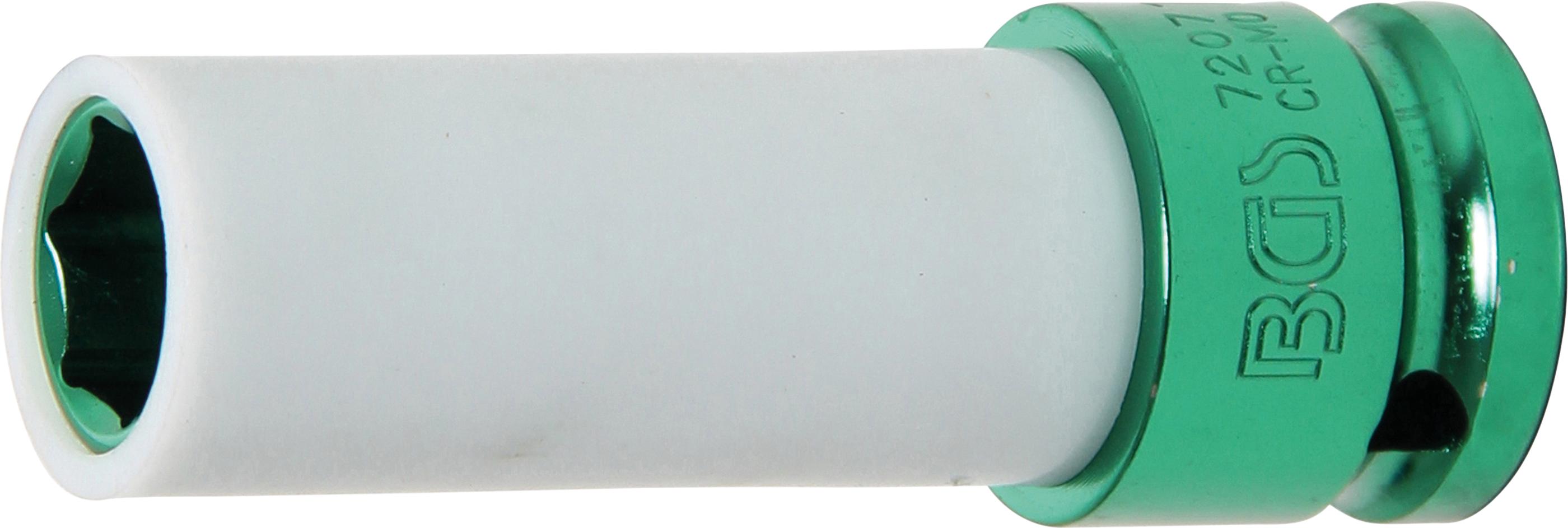 Galvutė smūginė ilga plonasienė | su plastikine apsauga | 12,5 mm (1/2") | 15 mm (7207)