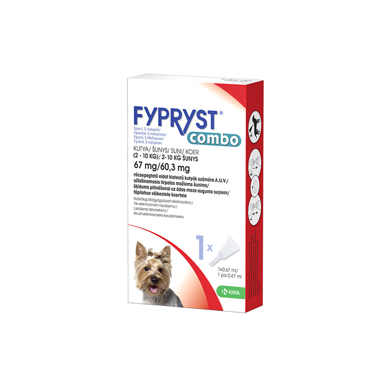 Fypryst Combo antiparazitinis užlašinamasis tirpalas mažų veilsių šunims, (2–10 kg), 0,67 mg