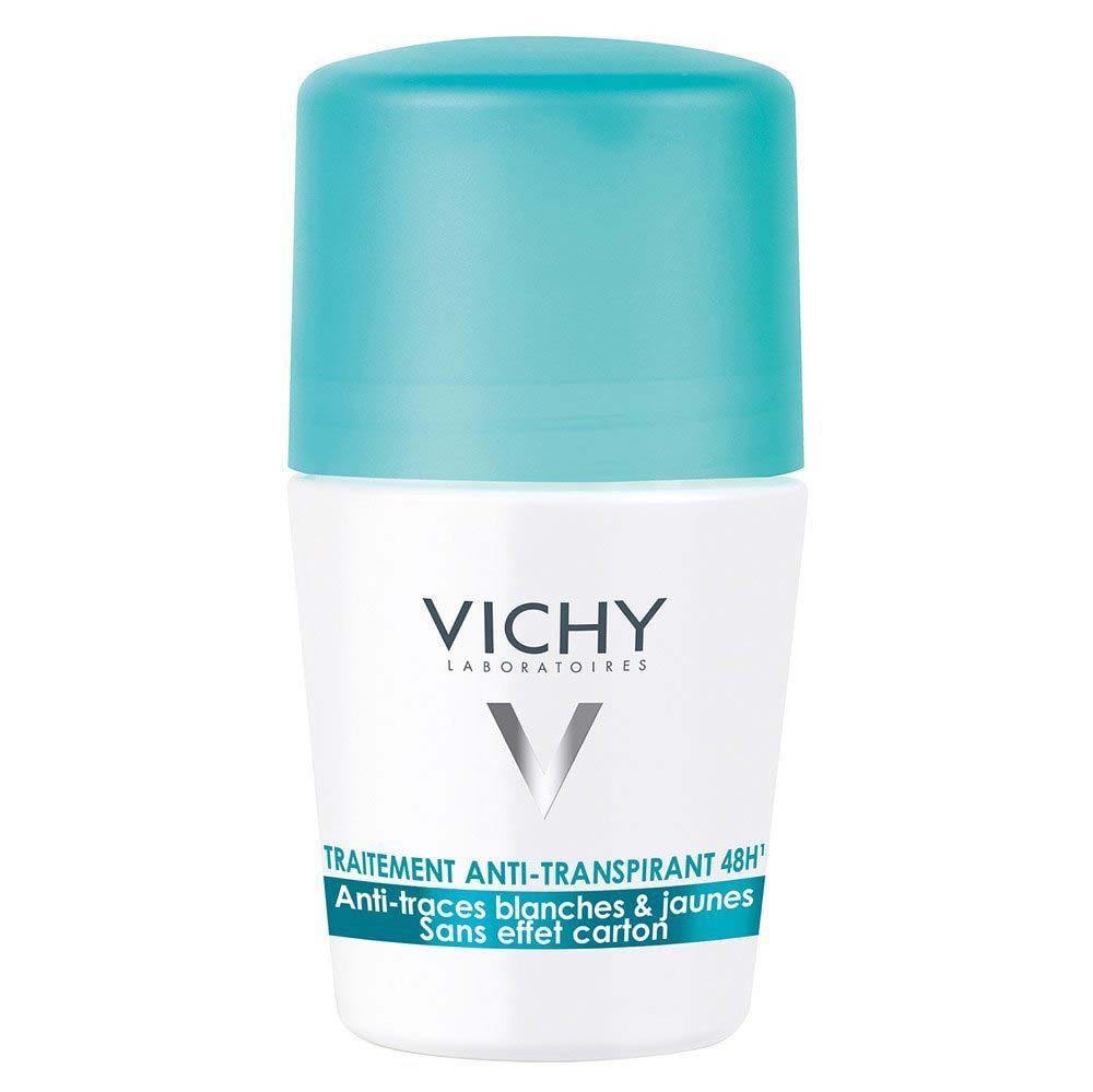 VICHY Roll-on dezodorantas - antiperspirantas reguliuoti pernelyg didelį prakaitavimą 48h nuo baltų ir geltonų dėmių 50 ml