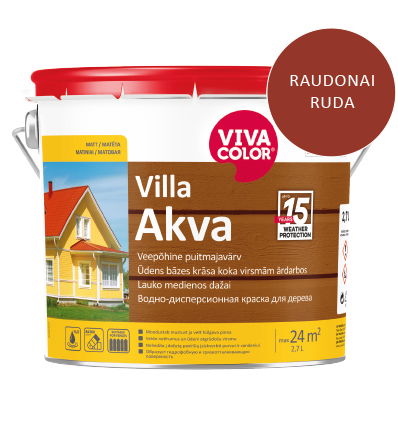 Medinių fasadų dažai VIVACOLOR VILLA AKVA, raudonai rudos 2669 sp., 2,7 l