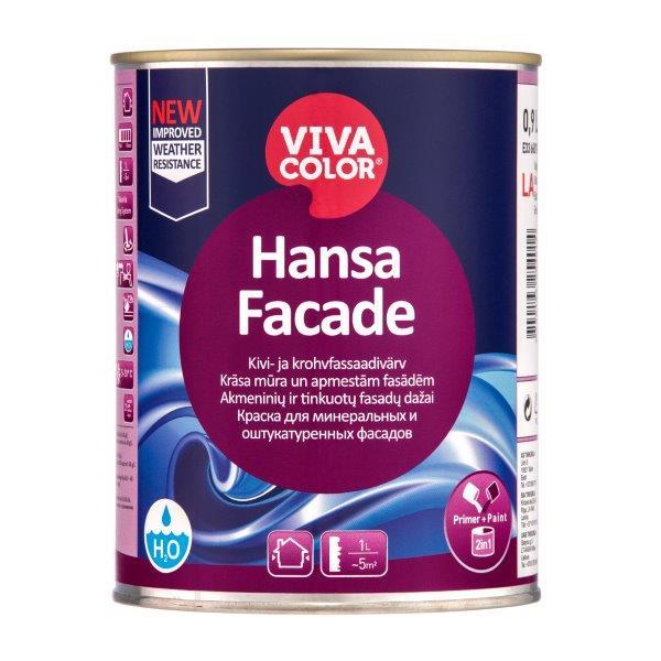 Mineralinių fasadų dažai VIVACOLOR HANSA FACADE, baltos sp., LA bazė, 900 ml