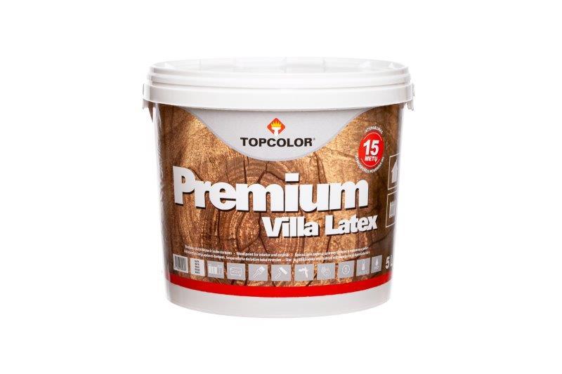 Medinių fasadų dažai TOPCOLOR PREMIUM VILLA LATEX, pusiau matiniai, žalios sp., 5 l