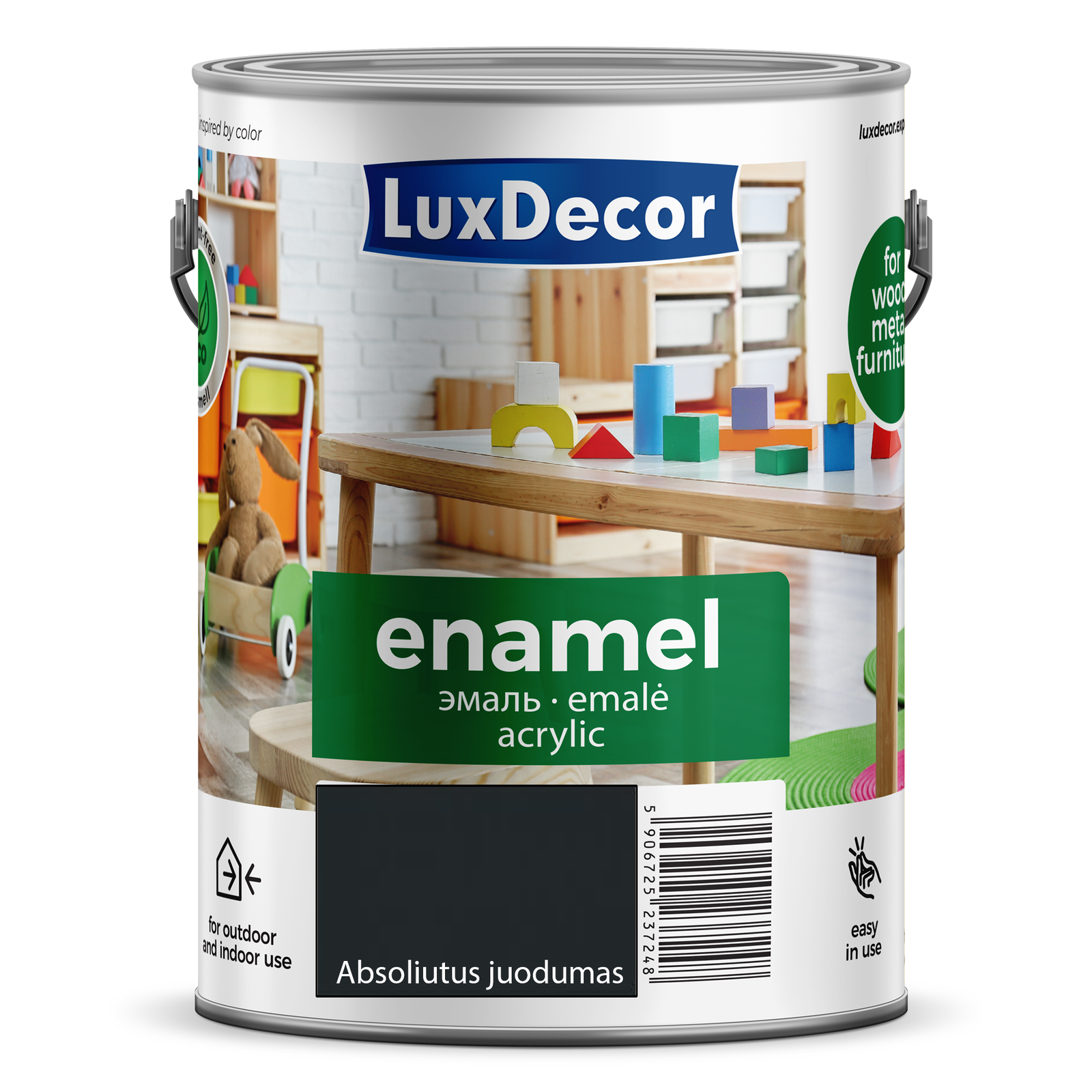 Emaliniai dažai LUXDECOR, matiniai, juodos sp., 2,2 l