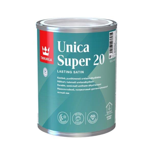 Drėgmei atsparus greitai džiūstantis lakas TIKKURILA UNICA SUPER 20, pusiau matinis, 900 ml