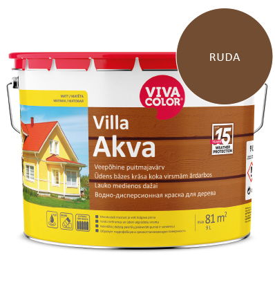 Medinių fasadų dažai VIVACOLOR VILLA AKVA, rudos 540X sp., 9 l