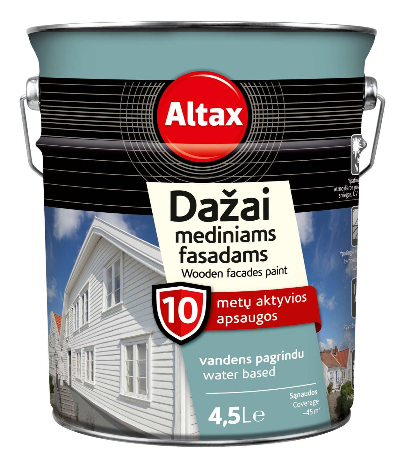 Medinių fasadų dažai ALTAX, žalios sp., 4,5 l