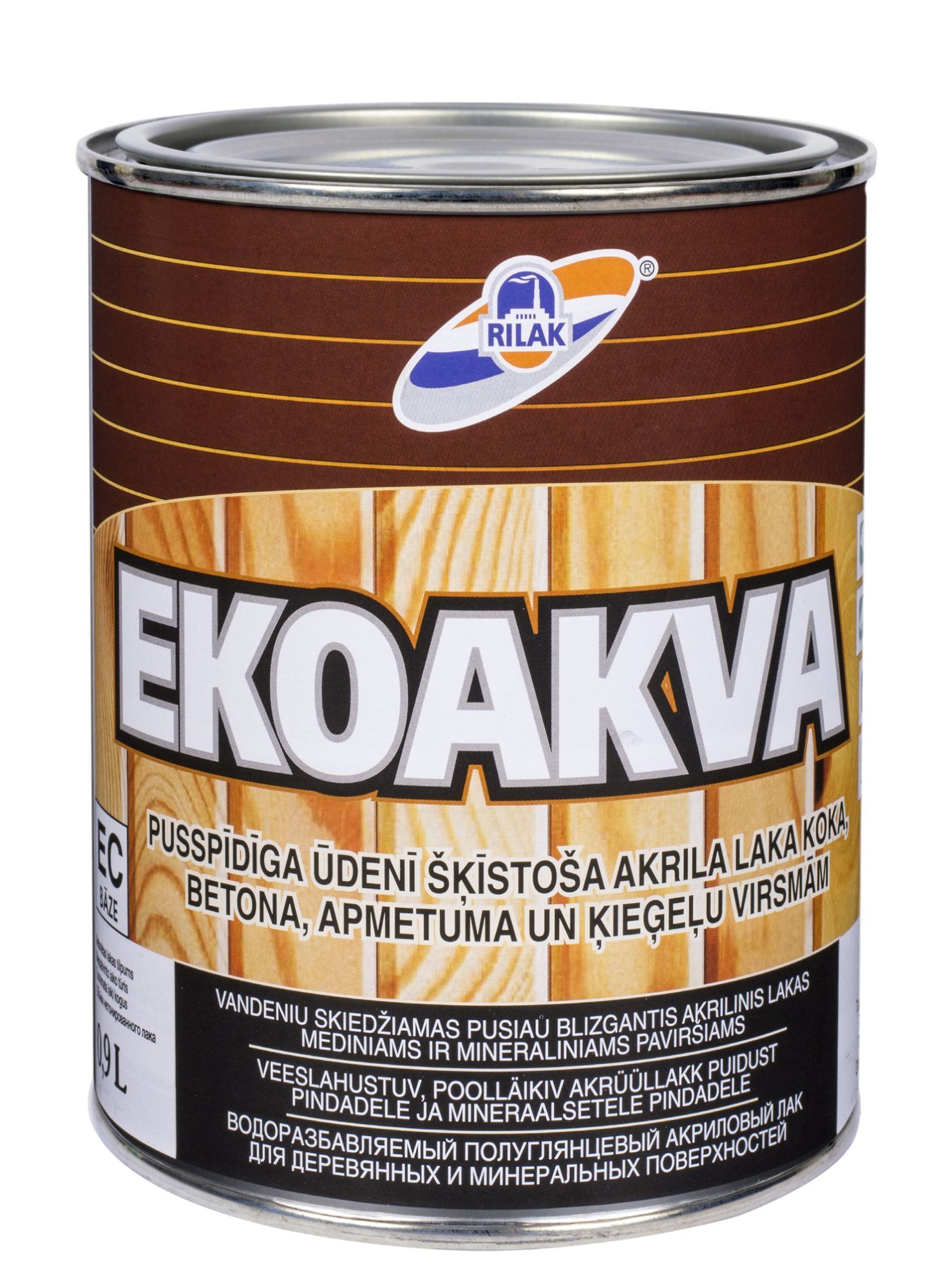 Vandeniu skiedžiamas akrilinis lakas RILAK EKOAKVA M, pusiau matinis, 900 ml