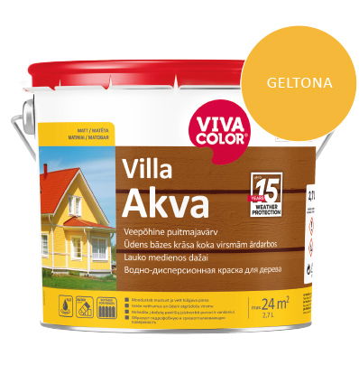 Medinių fasadų dažai VIVACOLOR VILLA AKVA, geltonos 502X sp., 2,7 l