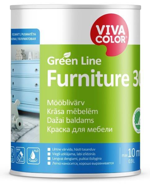 Baldų dažai VIVACOLOR GREEN LINE FURNITURE 30, pusiau matiniai,  900 ml