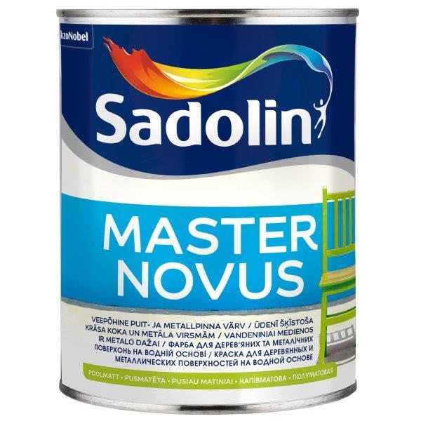 Vandeniniai alkidiniai dažai SADOLIN MASTER NOVUS 15, pusiau matiniai, baltos sp., 1 l