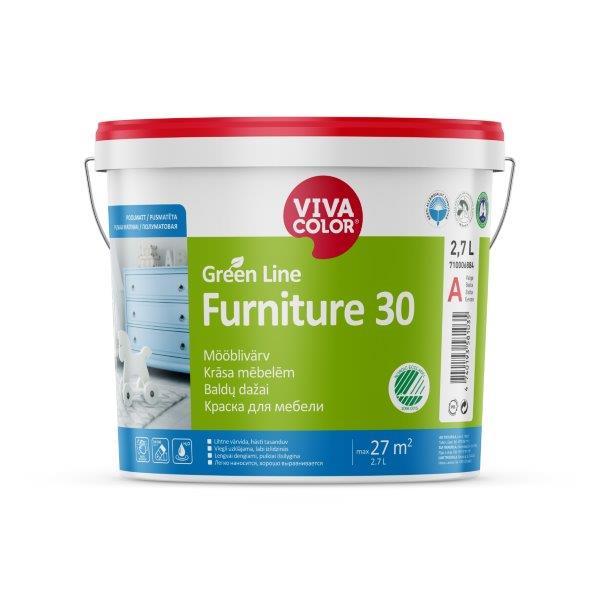 Baldų dažai VIVACOLOR GREEN LINE FURNITURE 30, pusiau matiniai,  2,7 l