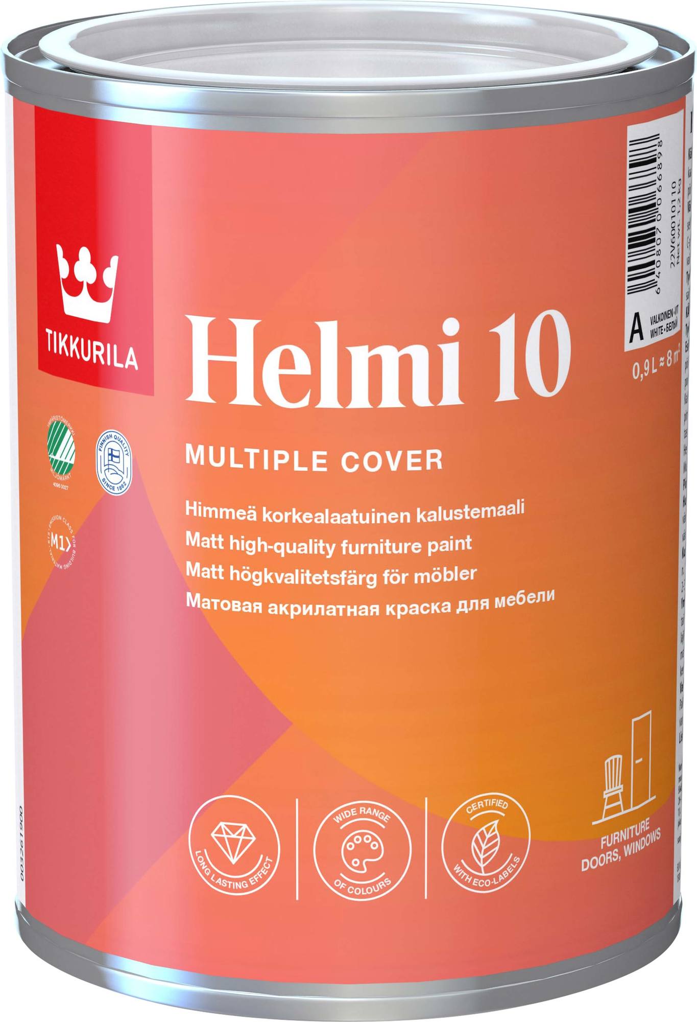 Baldų dažai TIKKURILA HELMI 10, matiniai, baltos sp., 0,9 l