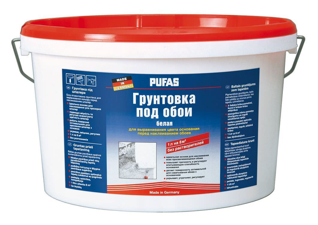 Gruntas prieš tapetavimą PUFAS, baltos sp., 2,5 l