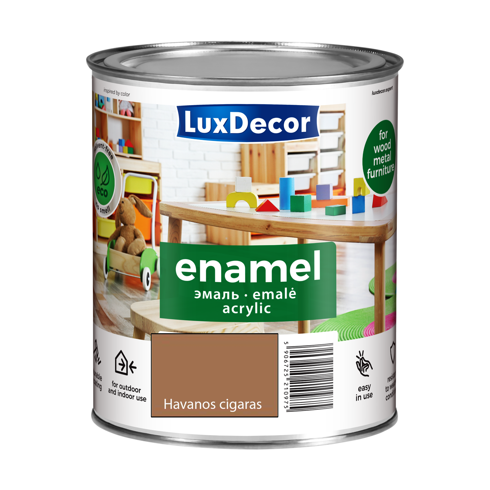 Akriliniai emaliniai dažai LUXDECOR, matiniai, Havanos cigaro sp., 750 ml