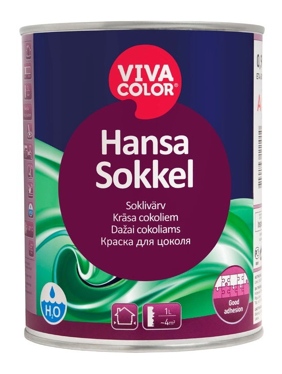 Cokolių dažai VIVACOLOR HANSA SOKKEL, A bazė, 900 ml