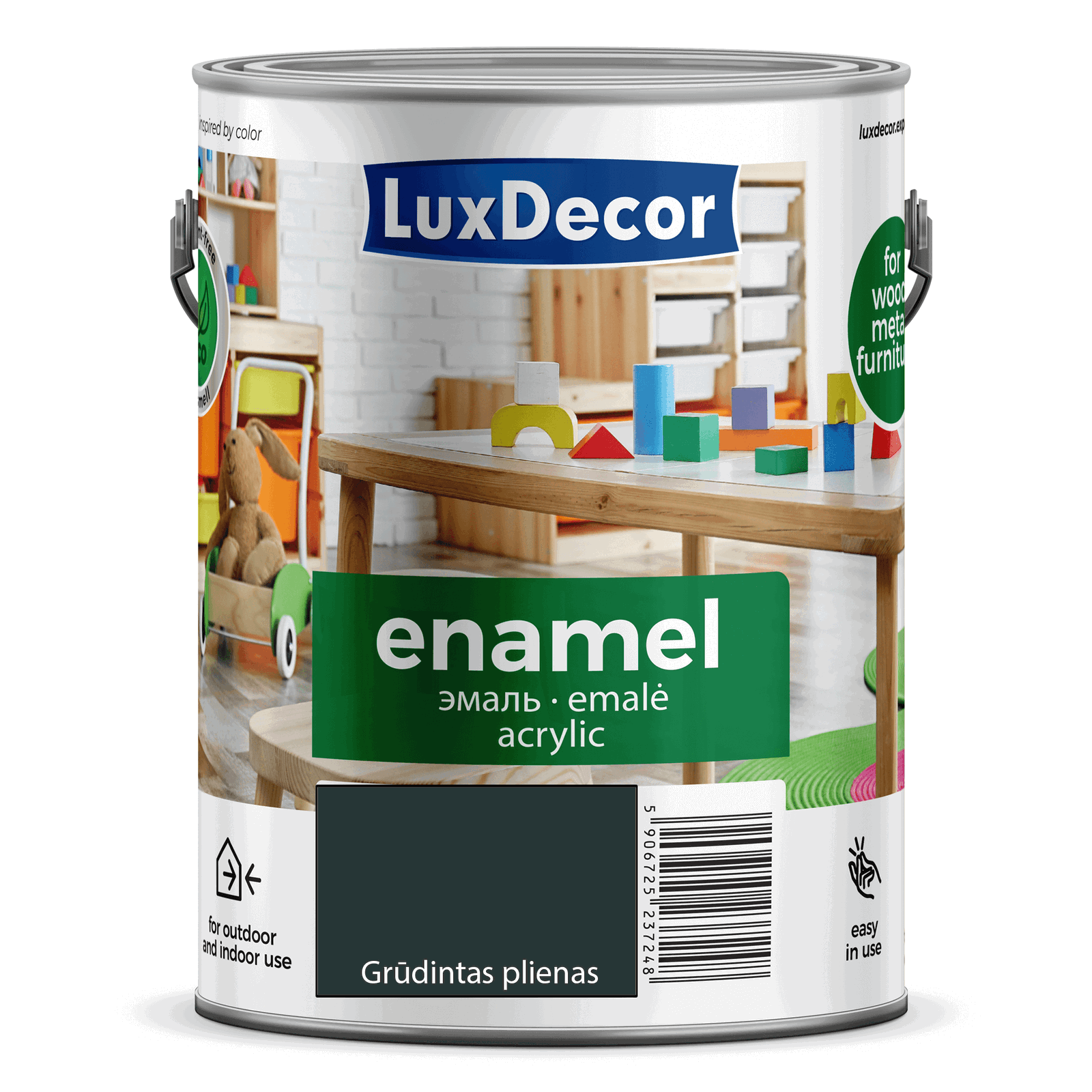 Emaliniai dažai LUXDECOR, blizgus, grūdinto plieno sp., 2,2 l