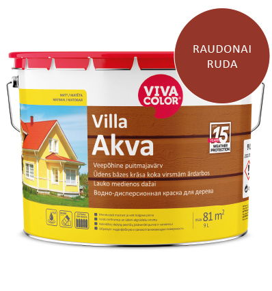 Medinių fasadų dažai VIVACOLOR VILLA AKVA, raudonai rudos 2669 sp., 9 l