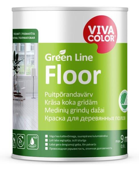 Grindų dažai VIVACOLOR GREEN LINE FLOOR, pusiau matiniai,  900 ml