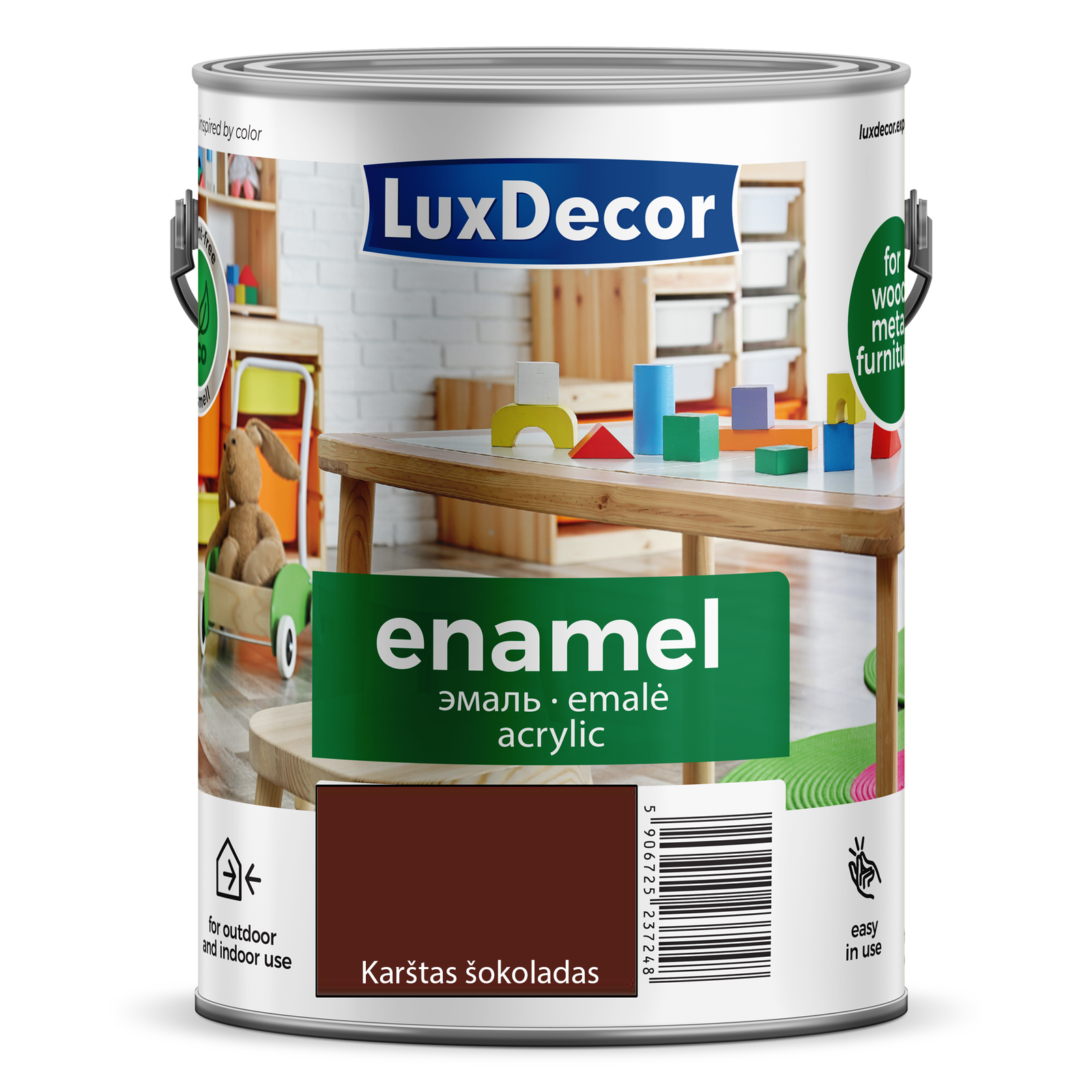 Emaliniai dažai LUXDECOR, blizgus,karšto šokolado sp., 2,2 l