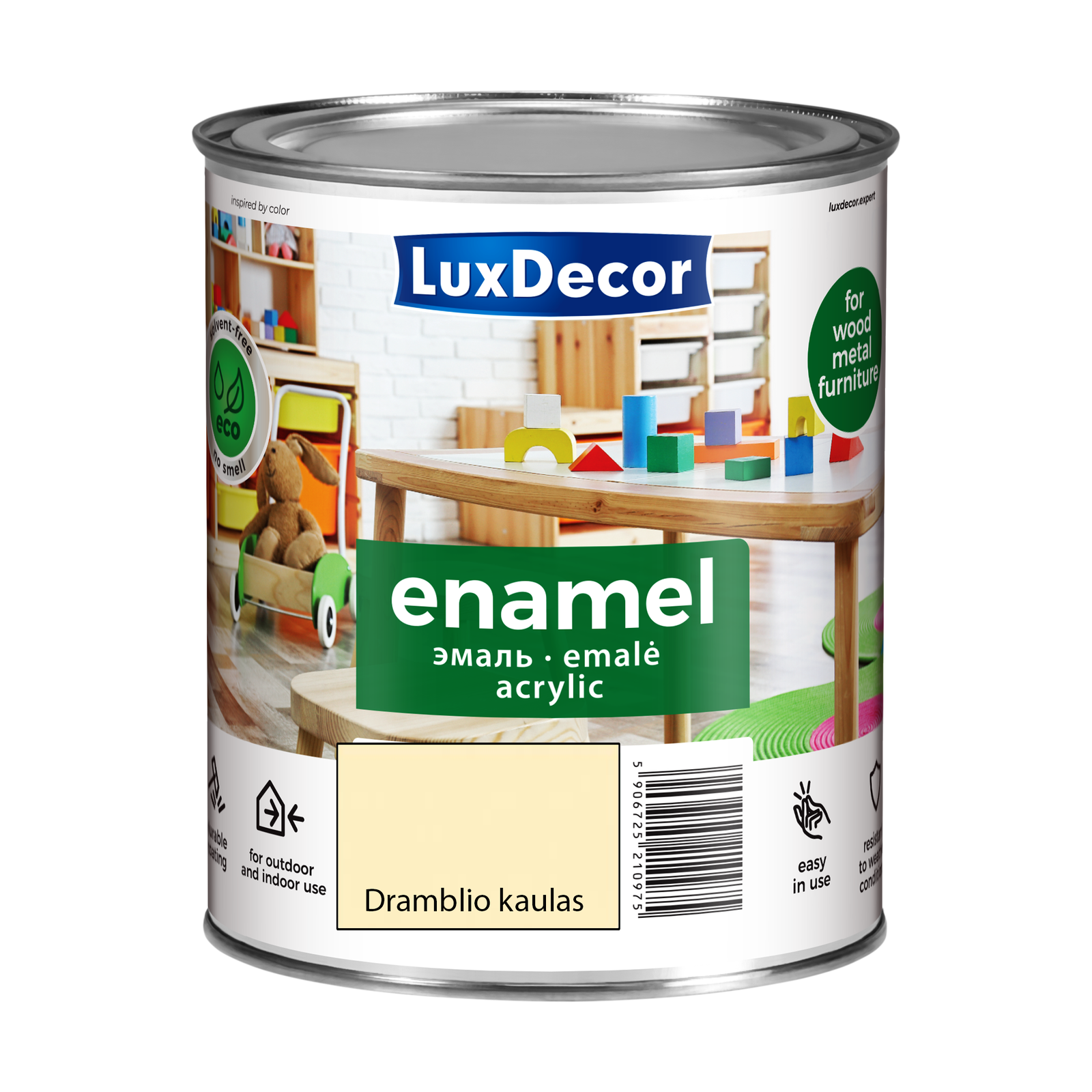 Akriliniai emaliniai dažai LUXDECOR, matiniai, dramblio kaulo sp., 750 ml