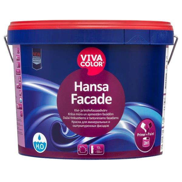 Mineralinių fasadų dažai VIVACOLOR HANSA FACADE, baltos sp., LA bazė, 9 l