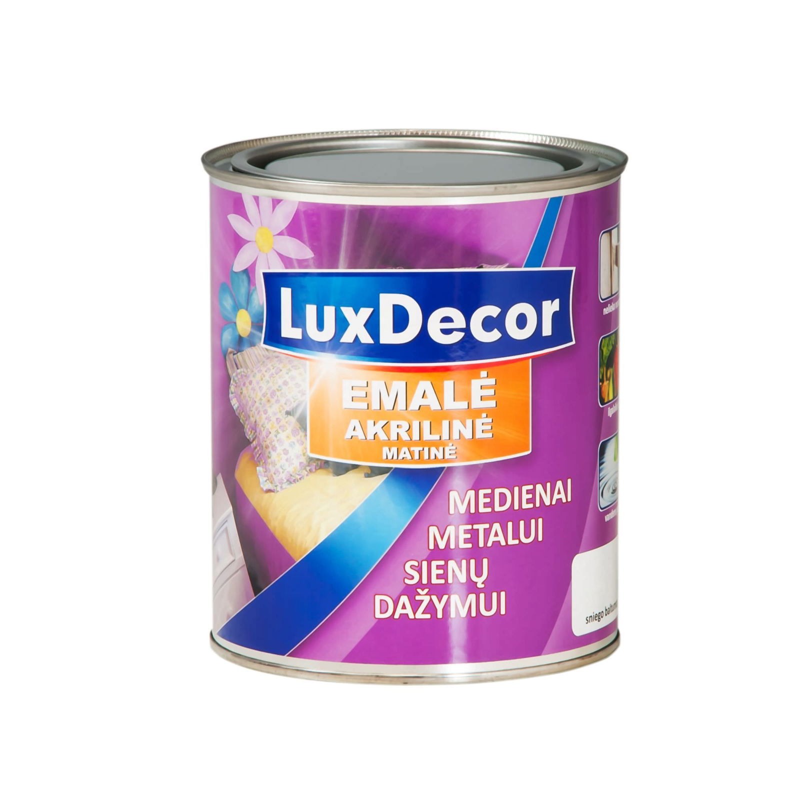 Akriliniai emaliniai dažai LUXDECOR, matiniai, sniego baltumo sp., 400 ml