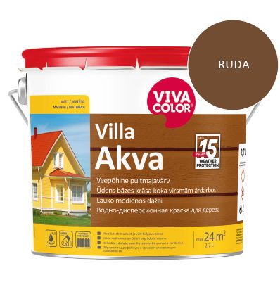 Medinių fasadų dažai VIVACOLOR VILLA AKVA, rudos 540X sp., 2,7 l