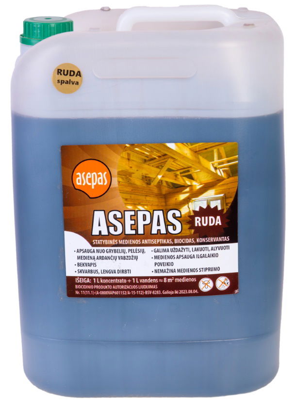 Universalus medienos antiseptikas - impregnantas „Asepas“,  1:1 Rudas, 10 L