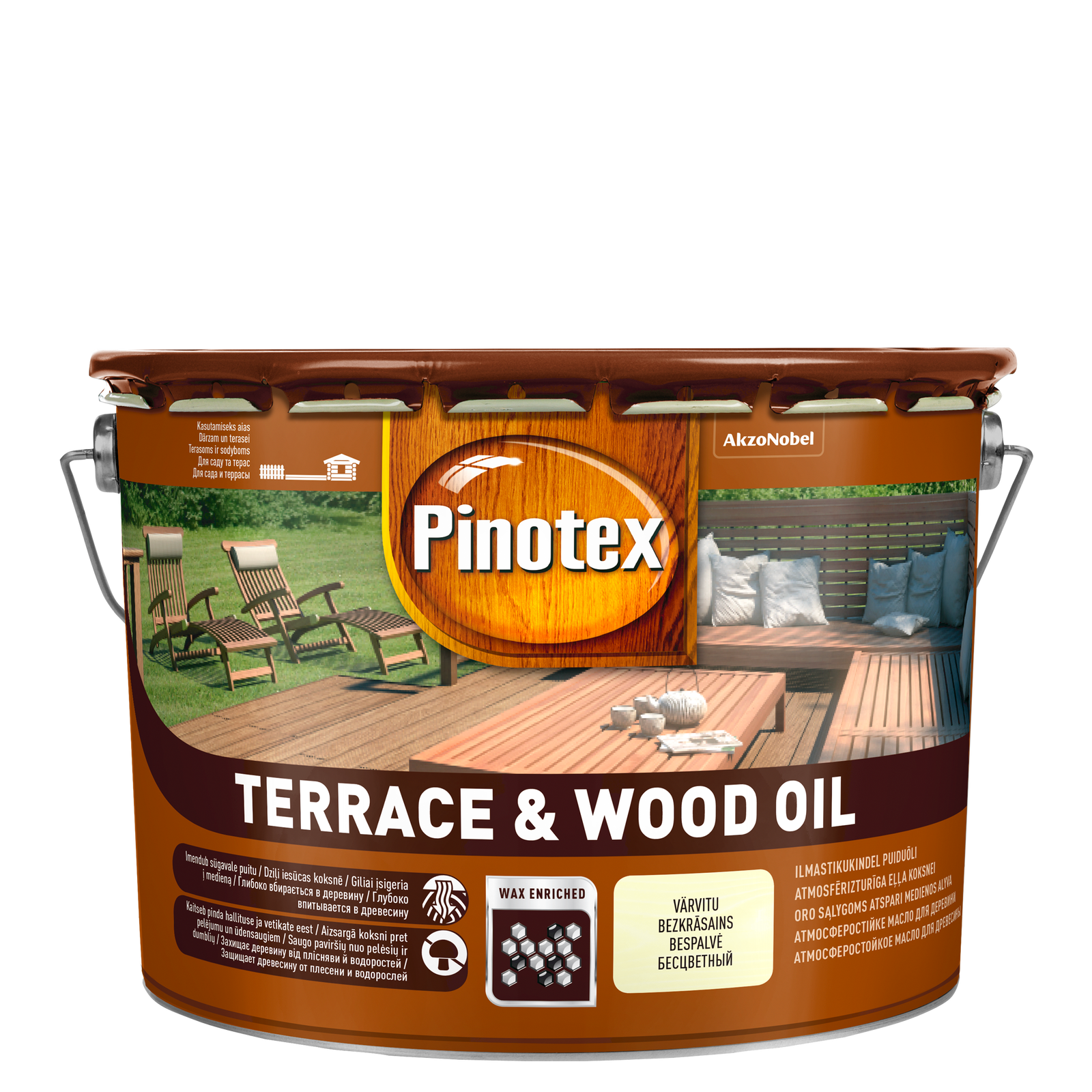 Aliejus terasoms PINOTEX TERRACE OIL, bespalvis, 10 l