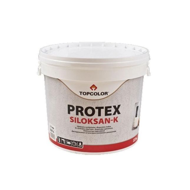 Dekoratyvinis tinkas TOPCOLOR PROTEX SILOKSAN K, ištisinis 2 mm, C bazė, 25 kg