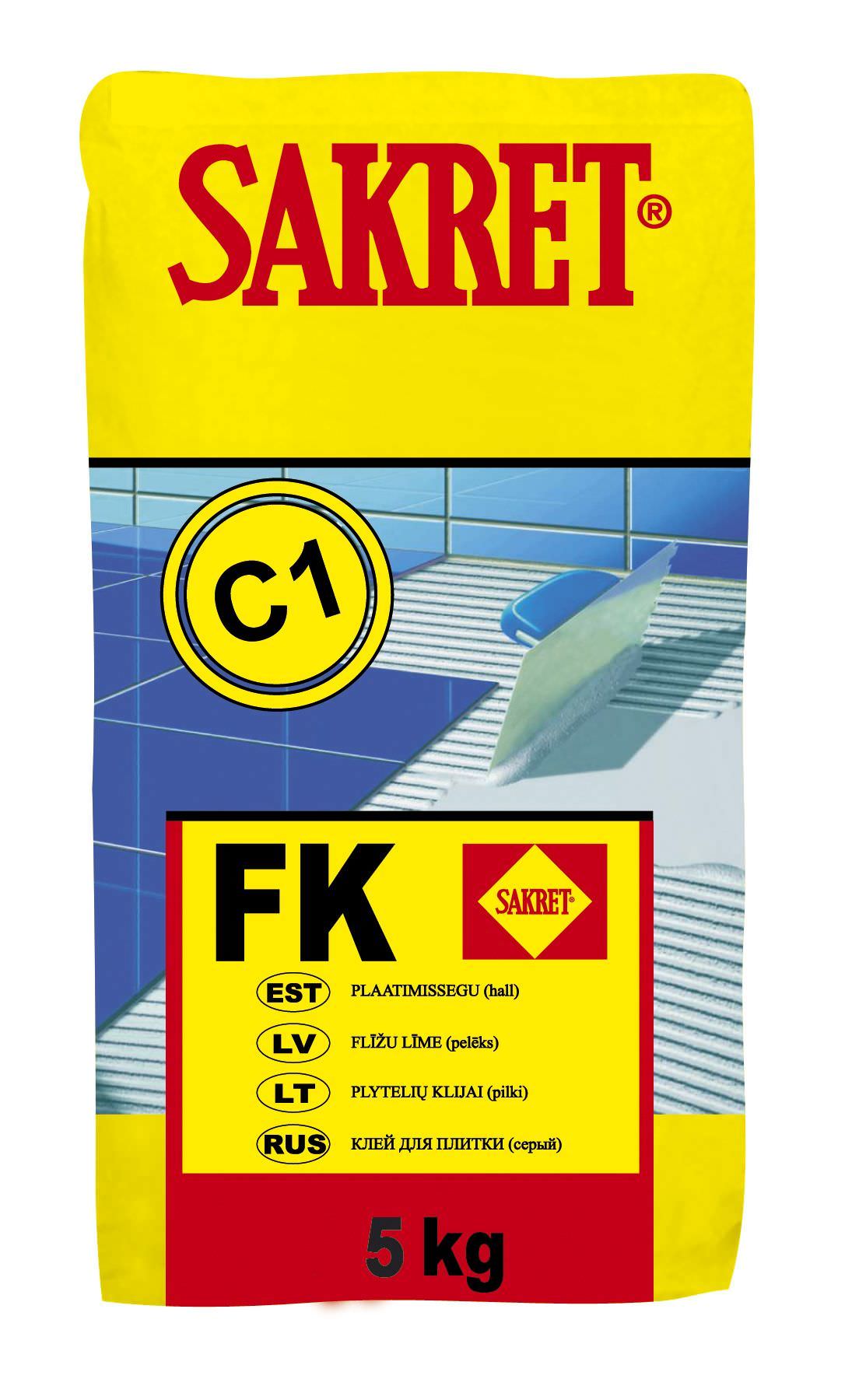 Plytelių klijai SAKRET FK, 5 kg