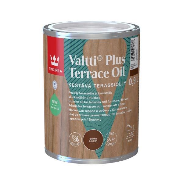 Terasų ir lauko baldų aliejus TIKKURILA VALTTI PLUS TERRACE OIL, rudos sp., 0,9 l