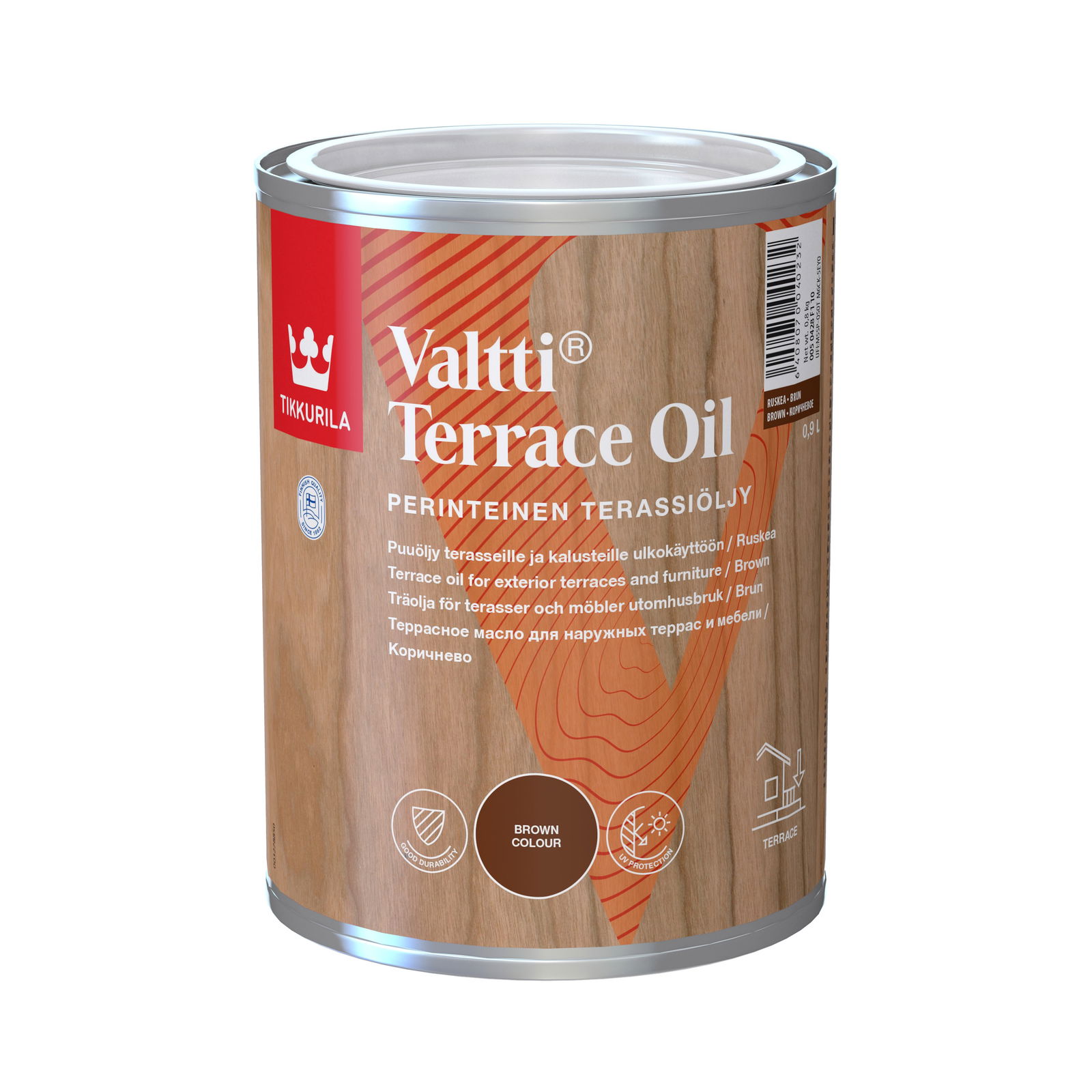 Terasų ir lauko baldų aliejus TIKKURILA VALTTI TERRACE OIL, rudos sp., 0,9 l