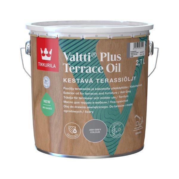 Terasų ir lauko baldų aliejus TIKKURILA VALTTI PLUS TERRACE OIL, pilkos sp., 2,7 l