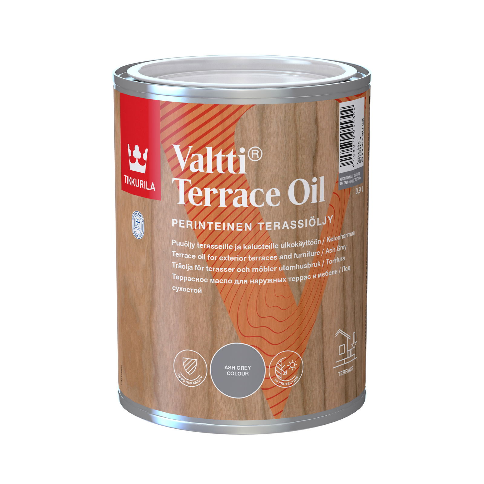 Terasų ir lauko baldų aliejus TIKKURILA VALTTI TERRACE OIL, pilkos sp., 0,9 l