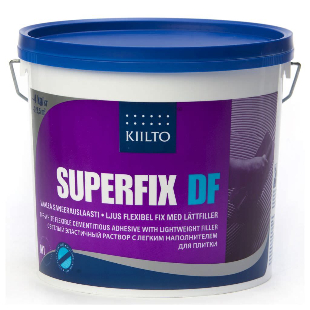 Plytelių klijai KIILTO SUPERFIX DF, elastingi, nedulkantys, baltos sp., 5 kg