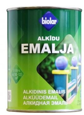 Alkidinė emalė BIOLAR, balta blizgi, 0.9 l.