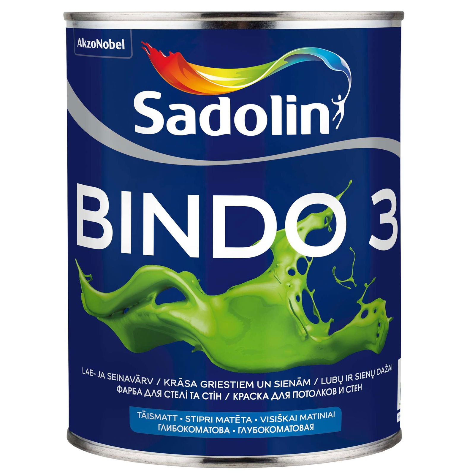 Lubų dažai SADOLIN BINDO 3, visiškai matiniai, baltos sp., BW bazė, 1 l