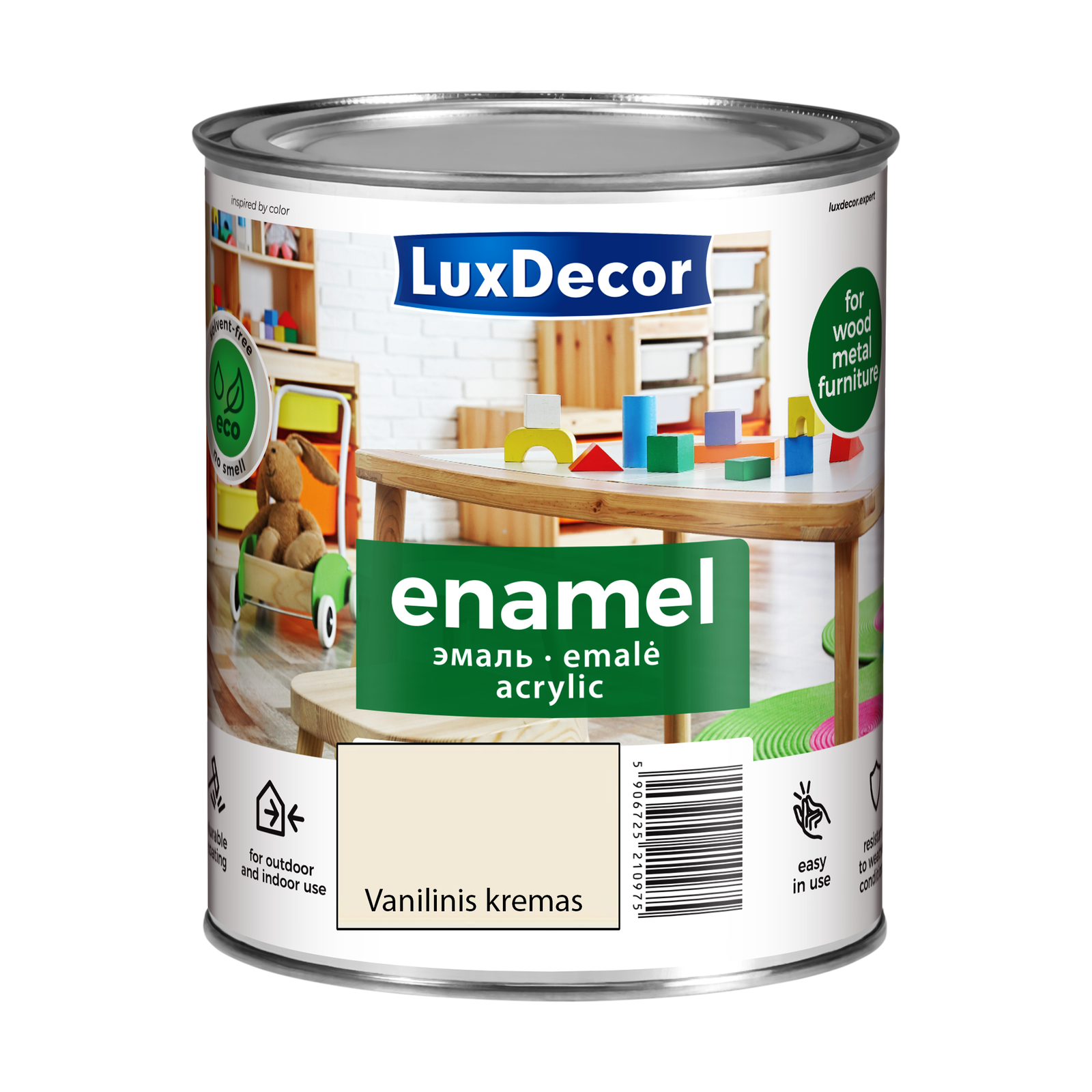 Akriliniai emaliniai dažai LUXDECOR, matiniai, vanilinio kremo sp.,750 ml