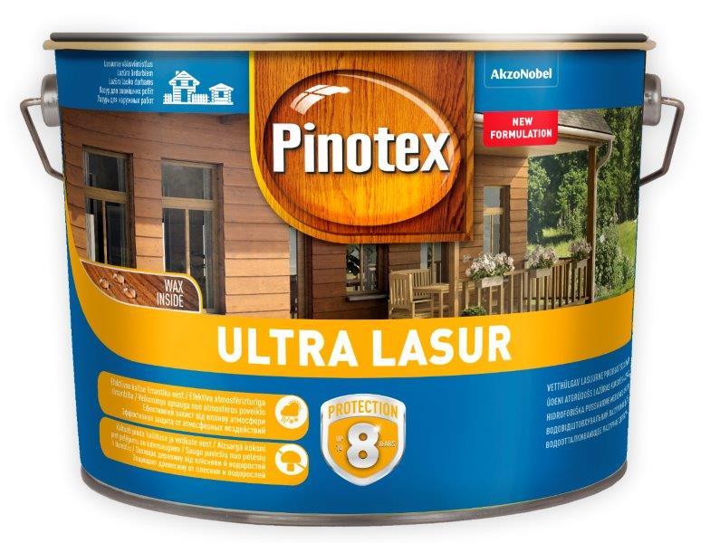 Medienos impregnantas PINOTEX ULTRA LASUR, raudonmedžio sp., 10 l