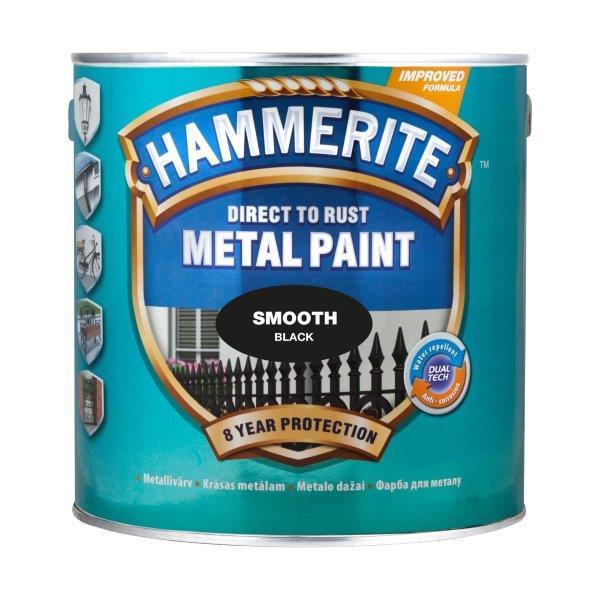 Metalo dažai HAMMERITE SATIN FINISH, pusiau matiniai, juodos sp., 2,5 l