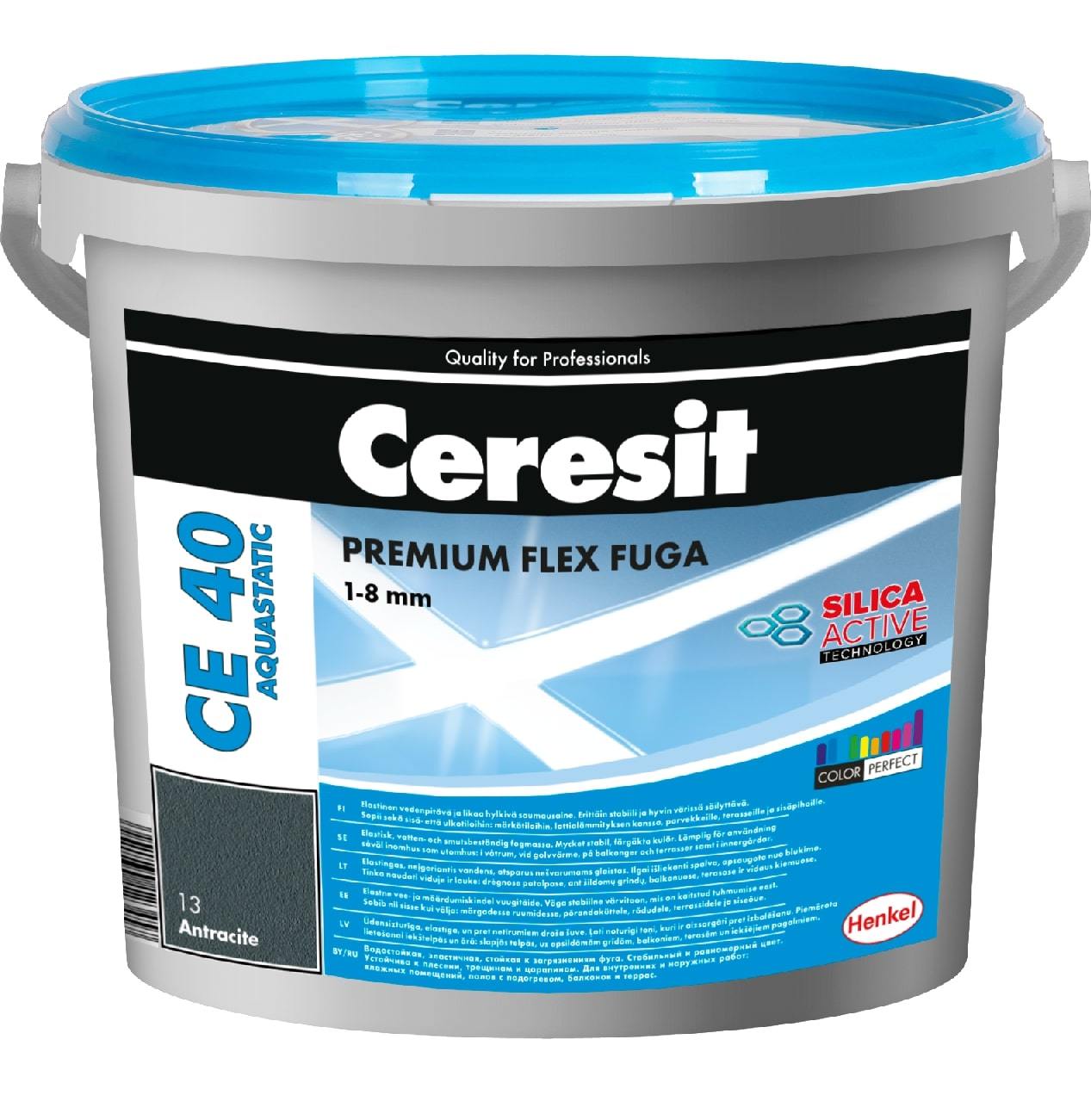 Elastingas plytelių siūlių glaistas CERESIT CE40 AQUASTATIC 10 ,manhatan sp., 5 kg