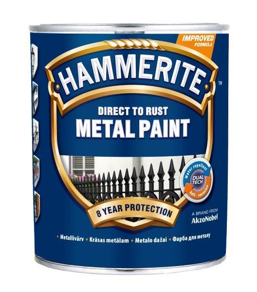 Metalo dažai HAMMERITE SMOOTH FINISH, blizgūs, tamsiai rudos sp., 5 l