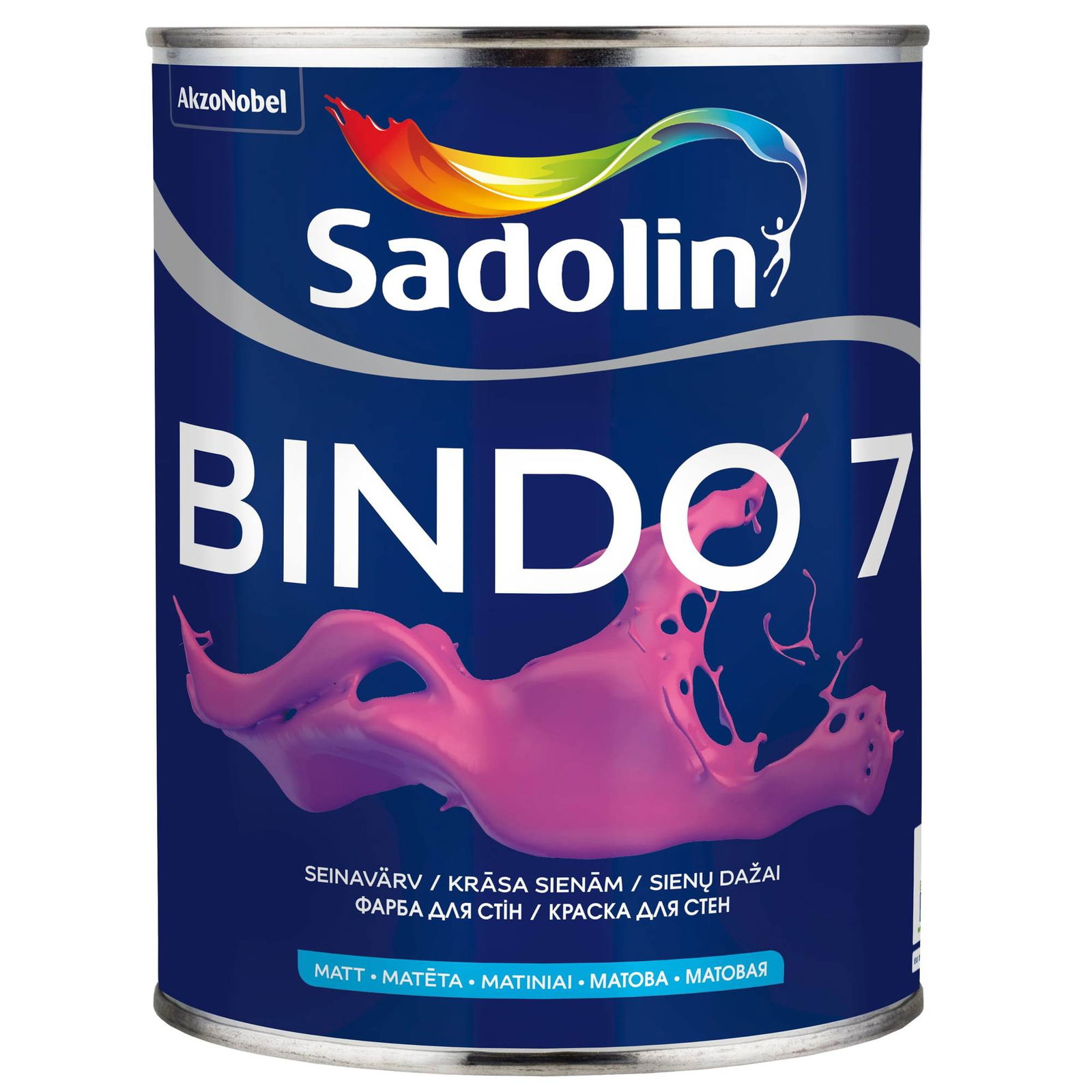 Sienų ir lubų dažai SADOLIN BINDO 7, matiniai, CLR bazė, 0,84 l