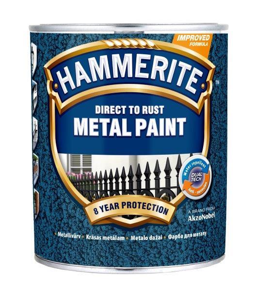 Metalo dažai HAMMERITE HAMMERED FINISH, juodos sp., 5 l